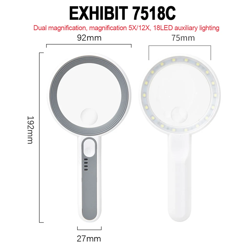 Oplaadbare handloep 6x 5x 11x 12x verlichte loep met ledverlichting voor lezen en repareren 3