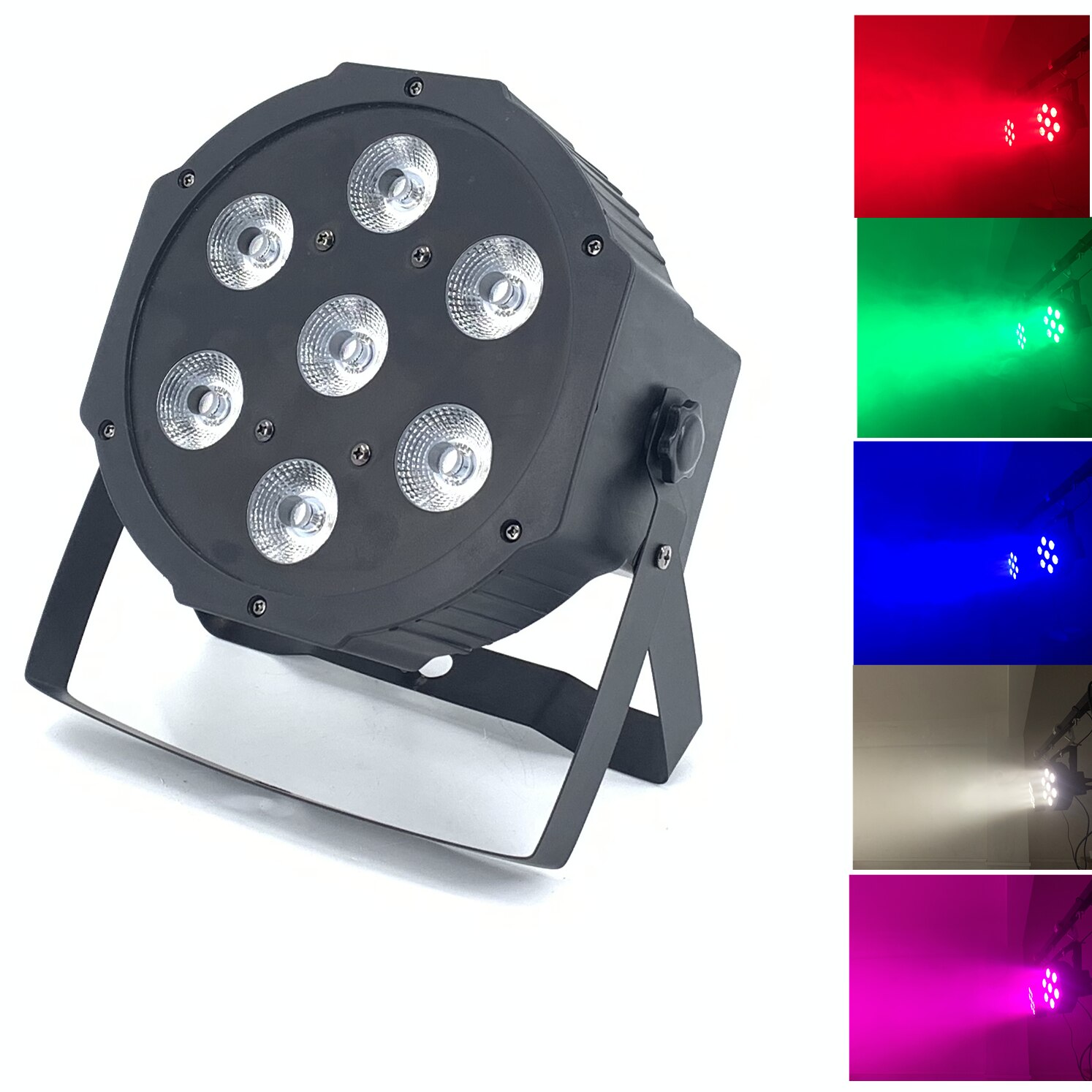 Luz LED 4 en 1 para iluminación de escenario, luz plana de 7x12W, para DJ, sin ruido