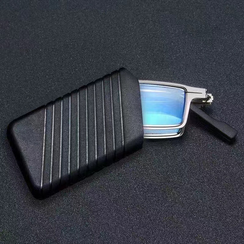 Gafas de lectura plegables con bloqueo de luz azul, cómodas gafas de Metal de marco completo para hombres y mujeres, ultraligeras, portátiles HD