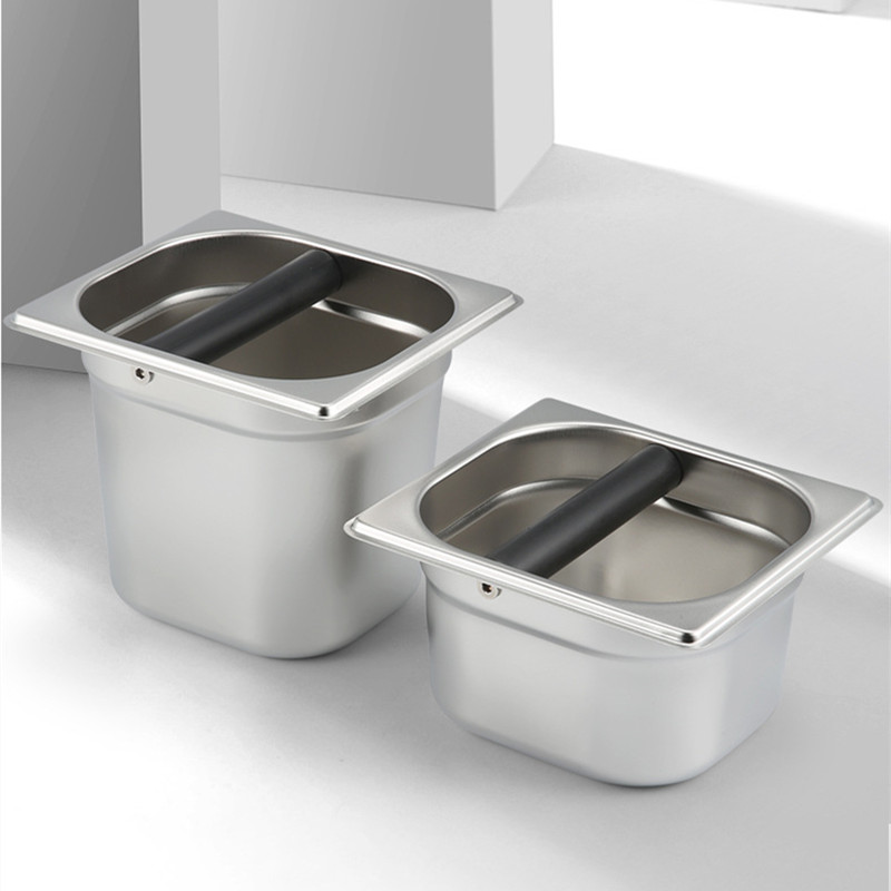 Caja de café de acero inoxidable, cubo de basura Espresso, contenedor de basura para máquina de café, portafiltro, herramientas Barista