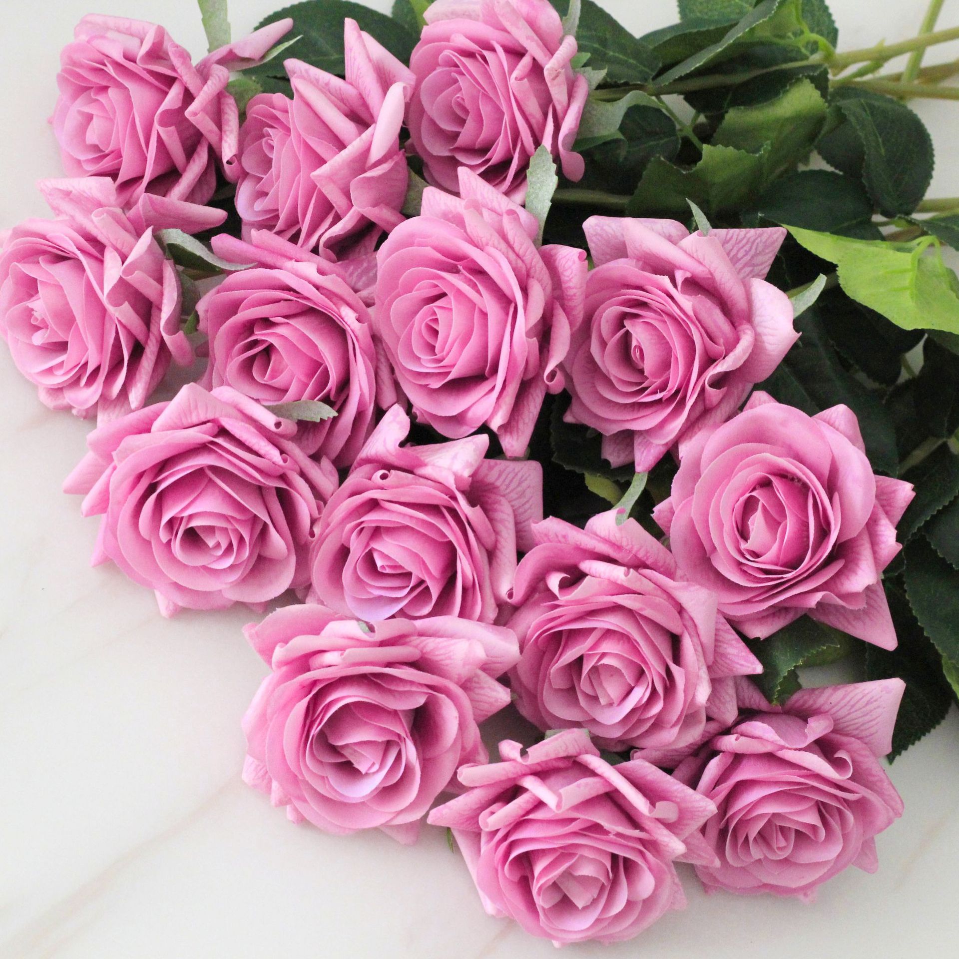 15 Stks/partij Kunstbloemen Decor Rose Latex Bloem Woondecoratie Real Touch Rose Bruiloft Bruidsboeket Bloem: Purple
