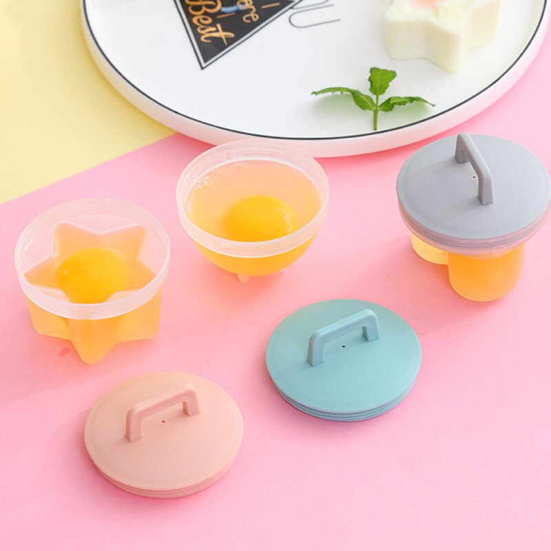 4 Stks/set Plastic Leuke Ei Stroper Pocheren Pods Egg Mold Cooker Boiler Keuken Koken Gereedschap Pannenkoek Maker Met Deksel Borstel