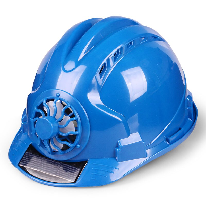 Fan Helmet Outdoor Solar Power Safety Hard Hat Working Construction Workplace High strength ABS Protective Cap Solar Panel: Blue