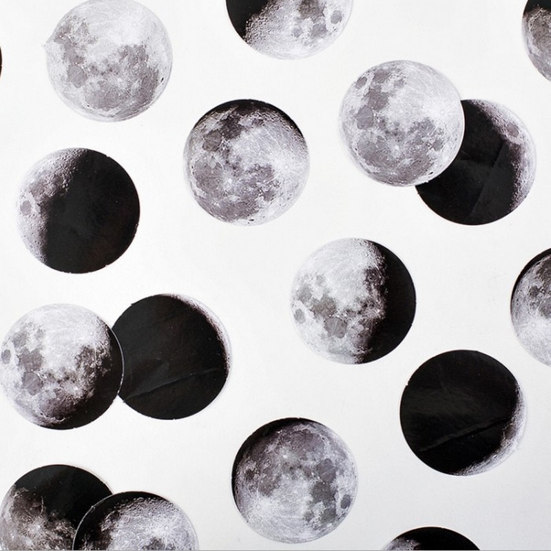 Autocollant de scrapbooking, planificateur, agenda, papeterie, fournitures scolaires et de bureau, étiquette d'emballage, 45pc phases de la lune, planète spatiale