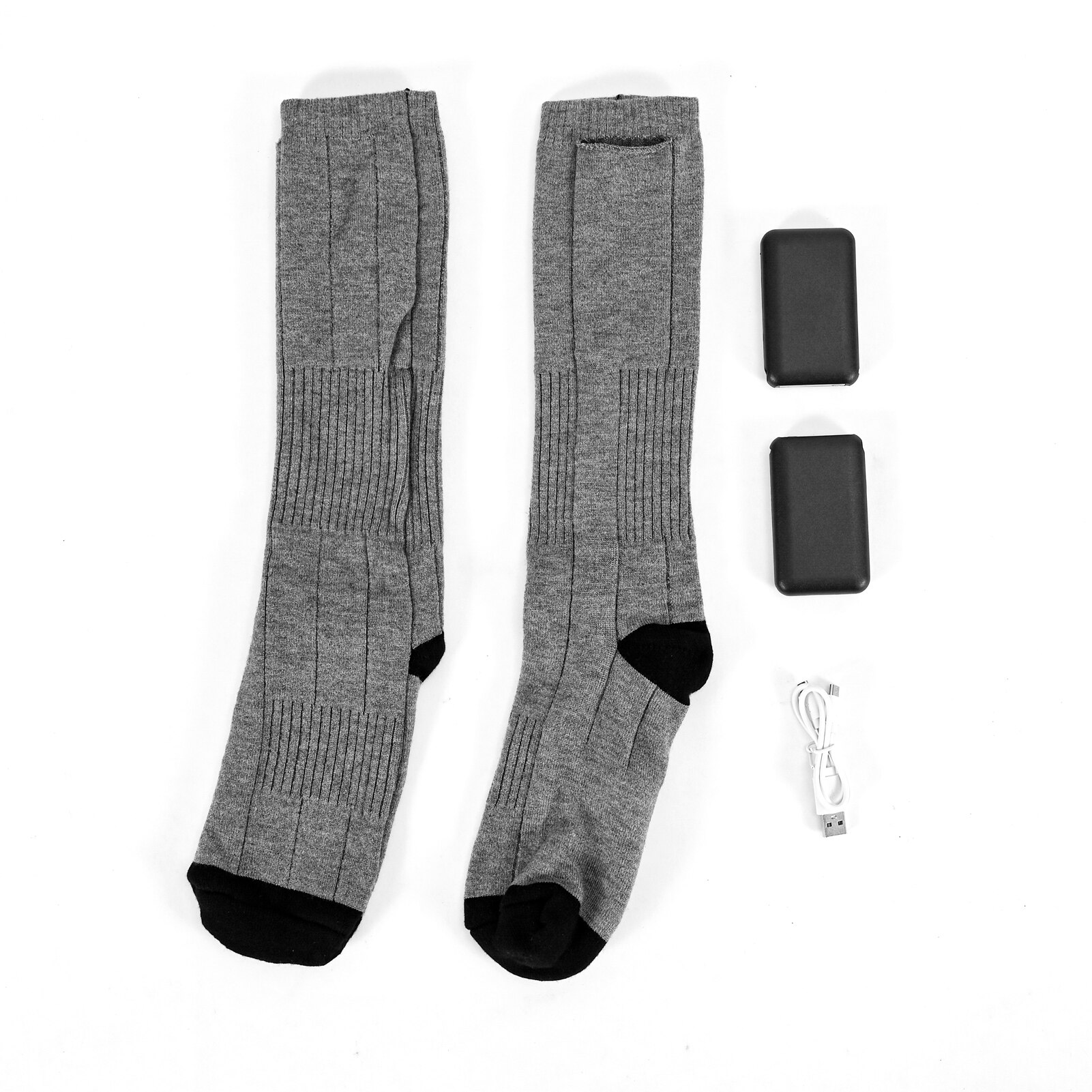 Electric Heating Socks Men Women Adjustable Temperature Lithium Battery 3.7V Elastic Wire Electric Heating Socks: gray 4000mA
