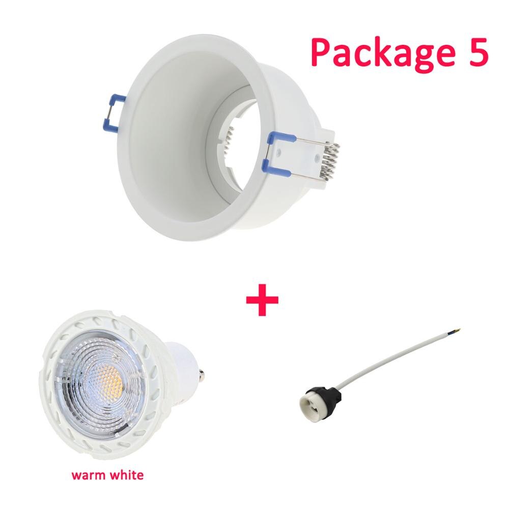 Geen Verstelbare Plafond Lamp Houder Bases Halogeen Licht Beugel Cup Aluminium Led Downlight GU10 MR16 Spot Light Bulb Lamp Houders: package 5