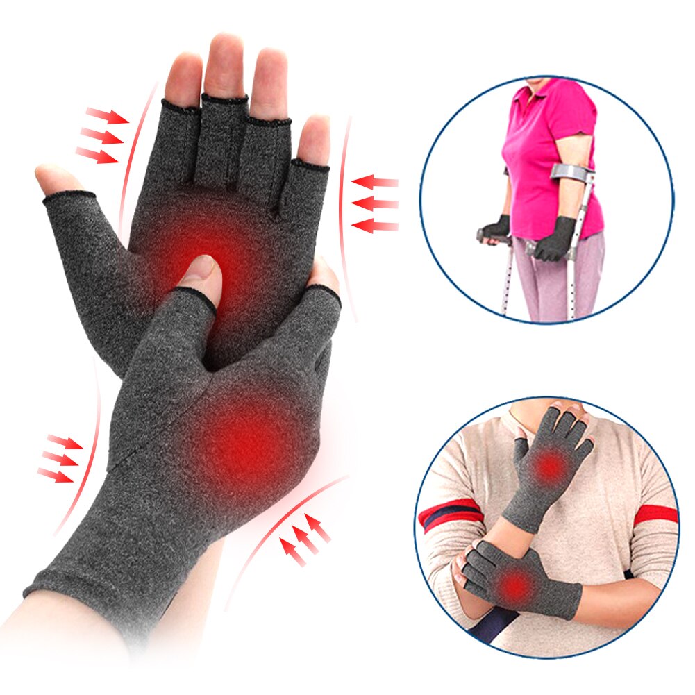 Lichtgewicht Artritis Druk Gezondheid Handschoenen Hoge Elastische Ademend Revalidatie Half Vinger Handschoenen
