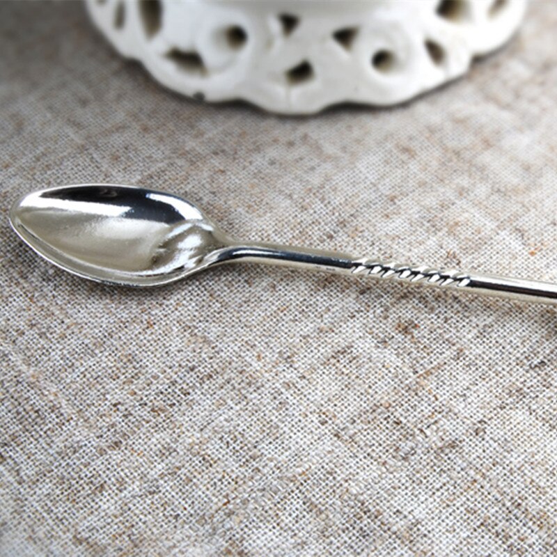 Cucharilla de café de cristal de aleación Retro, cuchara pequeña para postre, de recuerdo de té de la tarde