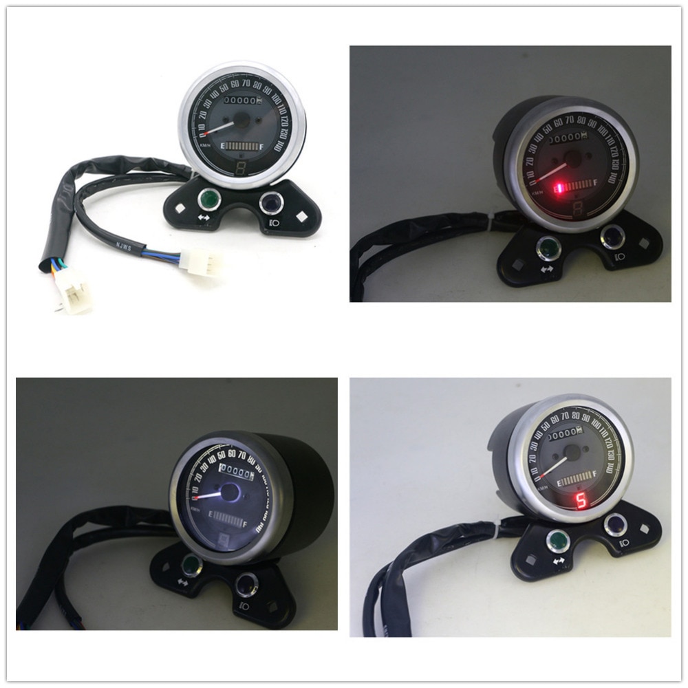 LED Digital Retro Motorcycle Speedometer with USB phone charger Odometer Speed Fuel Gauge Turn Light Indicator For CG125 GN125