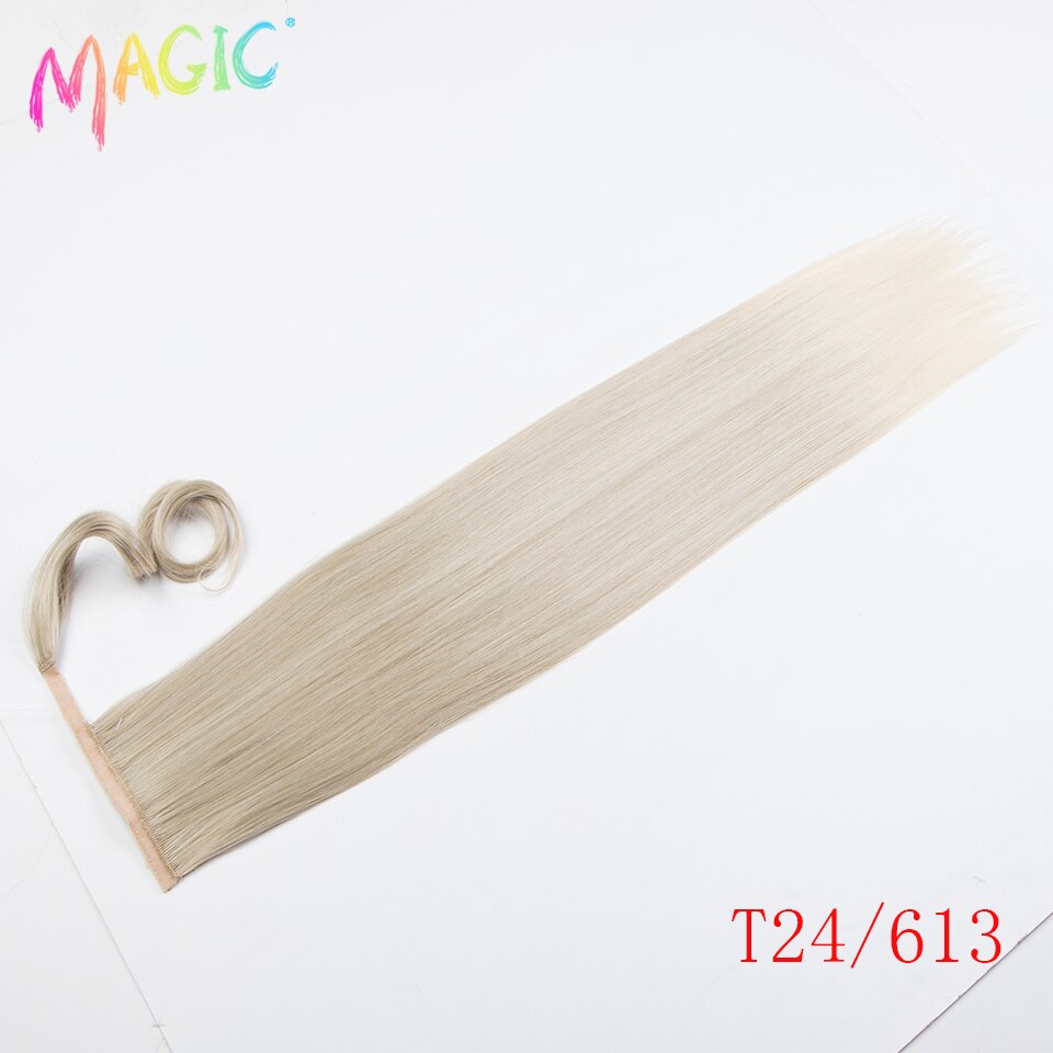 Magic Synthetische Lange Rechte Paardenstaart Haar 32 Inch Wrap Around Clip In Paardenstaart Haar Hittebestendige Staart Synthetische Extensions: T24-613