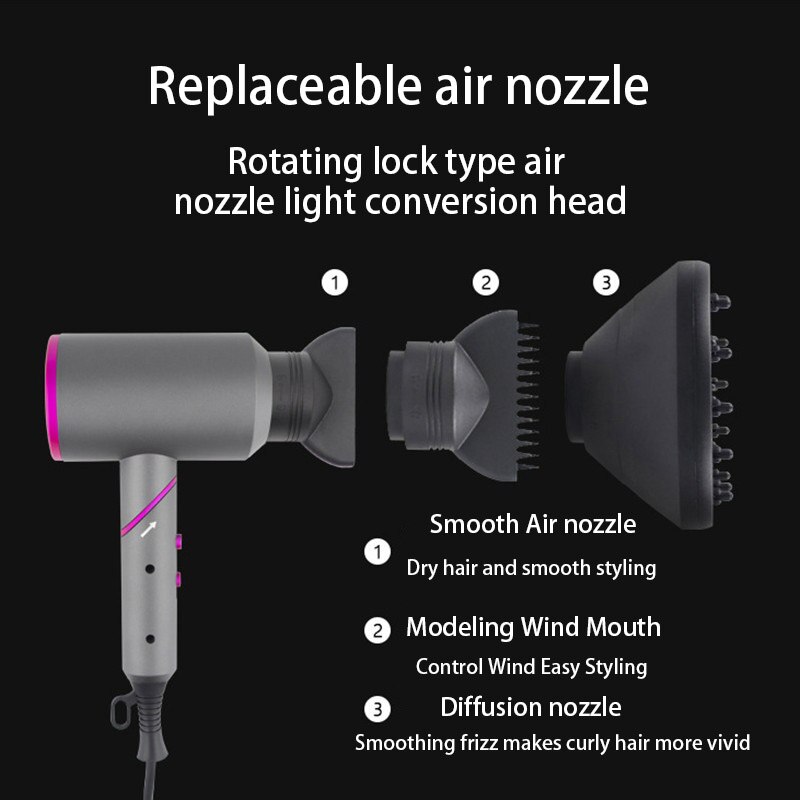 En Koude Lucht Föhn Met Verzamelen Nozzle En Diffusing Nozzle Styling Tool Voor Salon En Huishoudelijke Gebruik Opvouwbare handvat