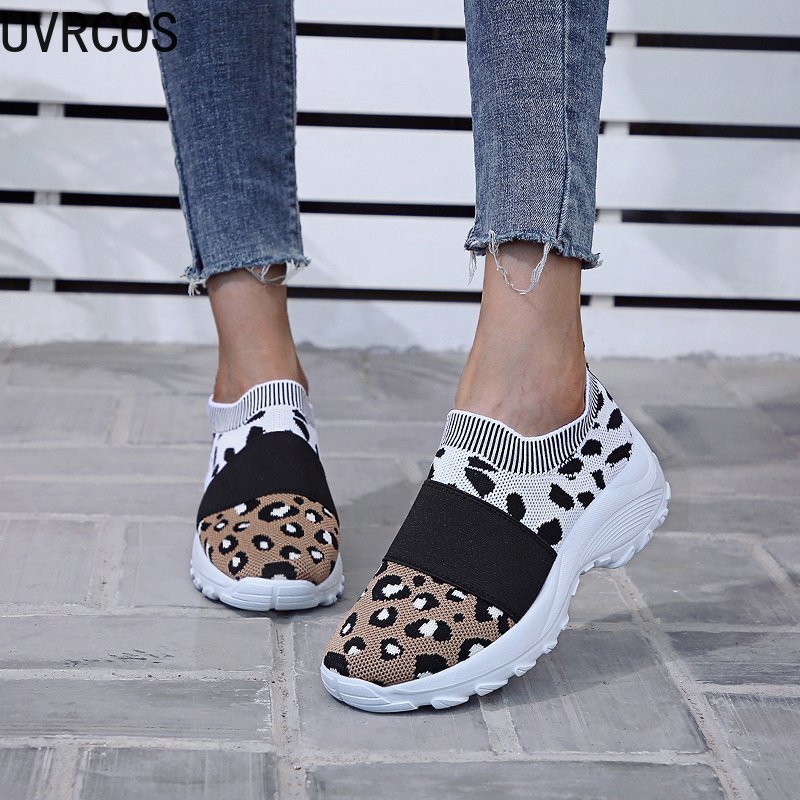Sneakers dames gevulkaniseerde schoenen lente herfst luipaardprint sneakers ronde platform mesh platte casual schoenen grote maat 43