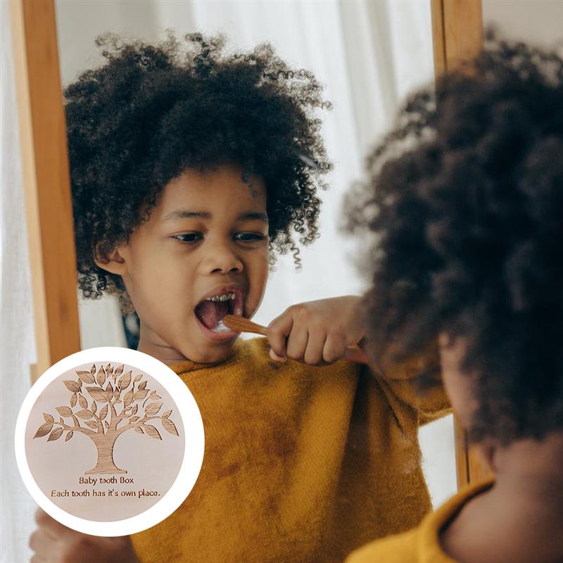 Houten Baby Kids Tand Opbergdoos Engels/Spaans/Frans/Russisch/Italiaans Tanden Navelstreng Lanugo Organizer Herinneringen besparen