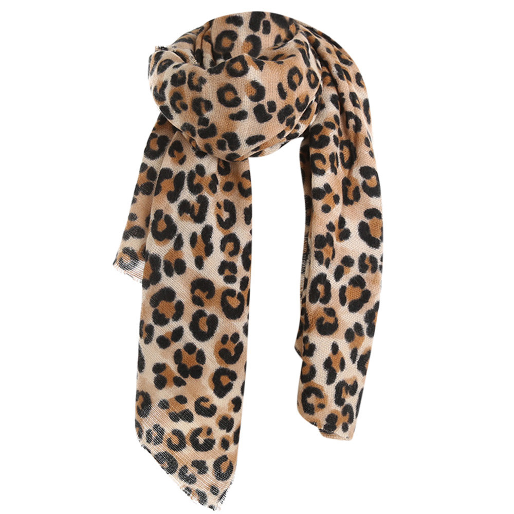Efterår vinter leopard print kashmir varm tykkere tørklæde sjal kvinder lang uld sjal bløde lange hals tørklæder til damer moderigtigt