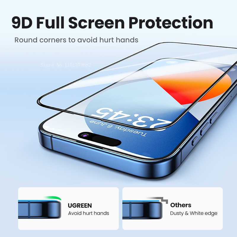 Protector de pantalla de vidrio templado para iPhone, película 9D para iPhone 15, 14, 13, 12, 11 Pro Max, 14 Plus, 11, XR, 2 unidades