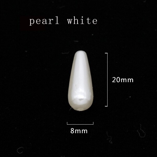 100p 6 x 10mm 6 x 14mm 8 x 15mm 8 x 20mm 8 x 30mm dråbe / pære elfenben / hvid sy på efterligning perle smykker gør perler diy spacer perler: 8 x 20mm elfenben