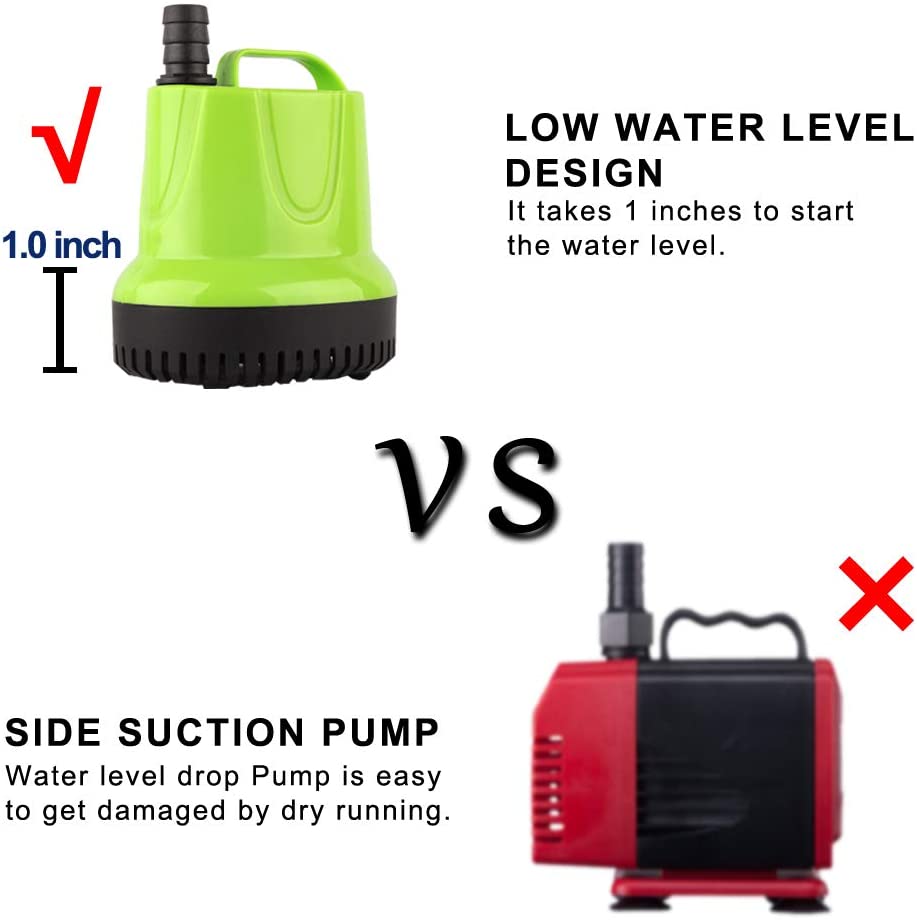 160GPH Submersible Water Pump for Pond Aquariums Hydroponics Fish Tank Garden Fountain Waterfall