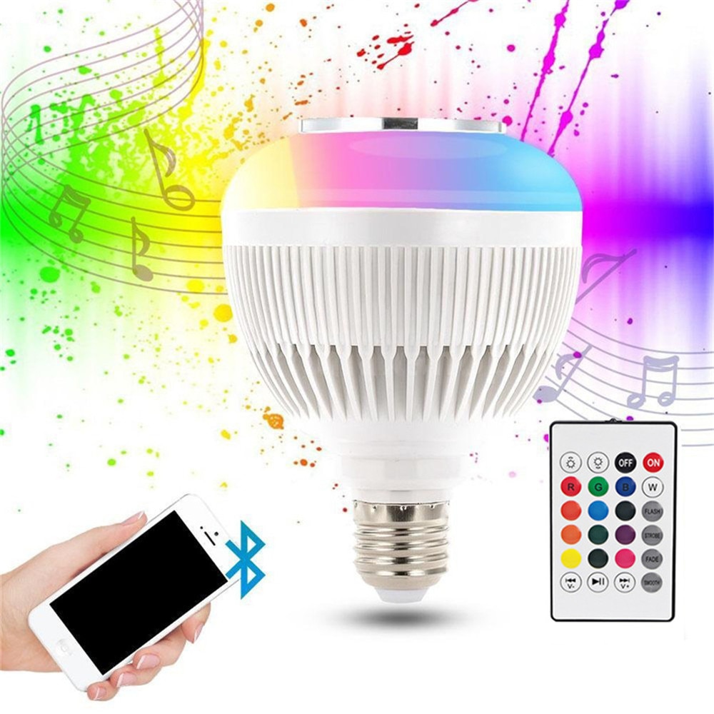 RGB Bluetooth Speaker Lamp Licht 12 W Muziek Dimbare Draadloze LED Lamp met 24 Keys Afstandsbediening