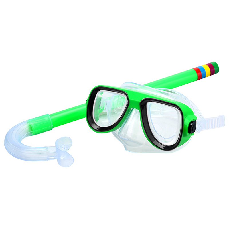 Børn svømning beskyttelsesbriller masksnorkel til børn børn dykning snorkling svømme: Grøn
