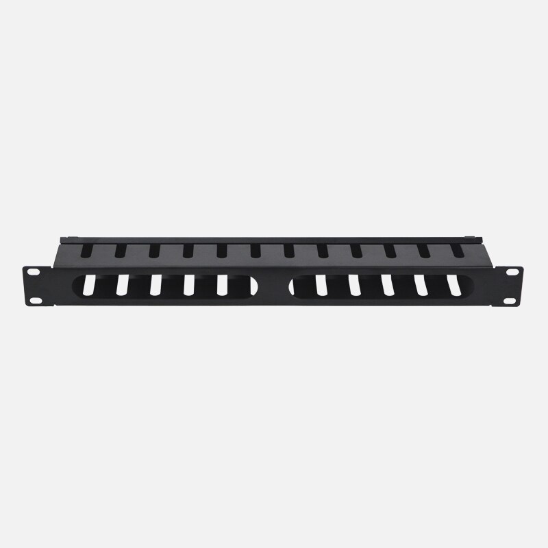 1U Cable Management Horizontal Mount 19 inch Server Rack , 12 Slot Metal Finger Duct Wire Organizer with Cover