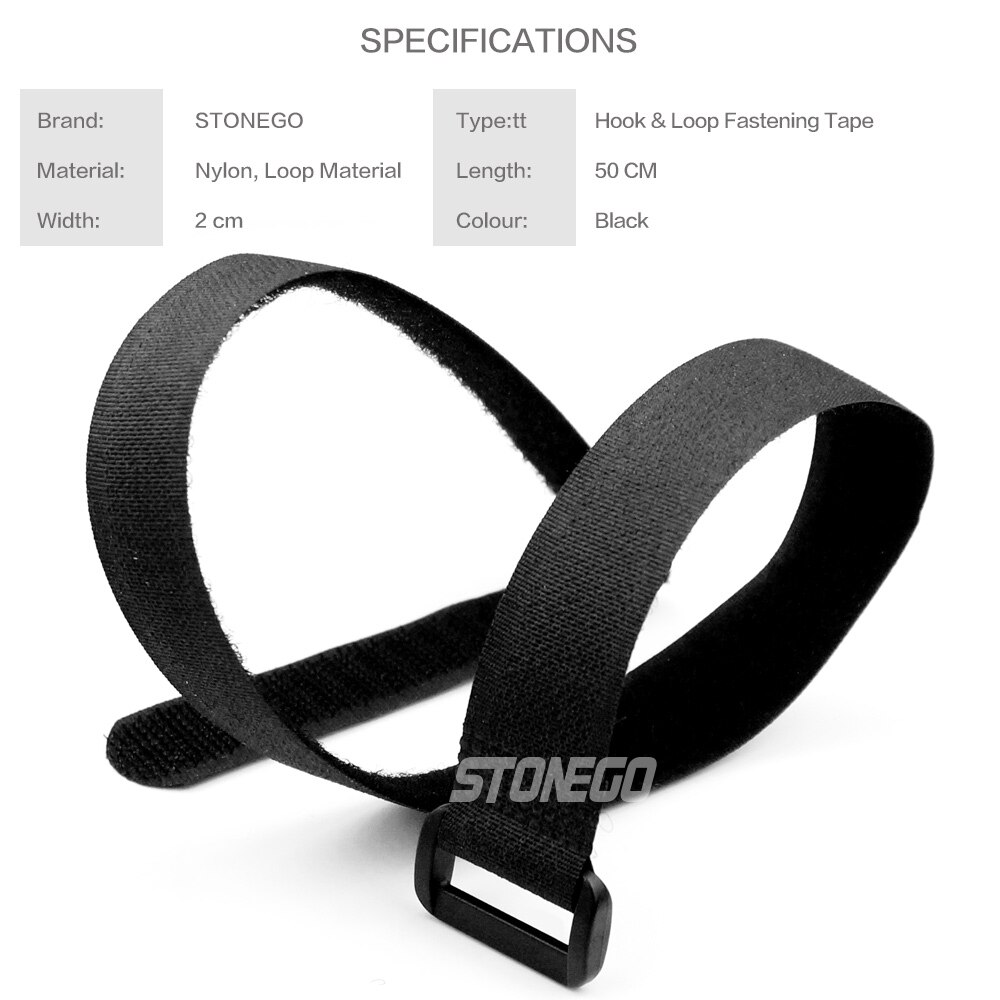 STONEGO 50cm wielokrotnego użytku zapięcie Organizer do kabli opaski zestaw zawiera regulowane wielofunkcyjne opaski nylonowe na rzepy
