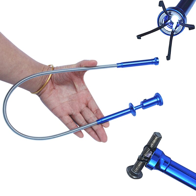 Pick-Up Tool 4 Claw Long Reach Flexible Spring Grip Narrow Bend Curve Grabber