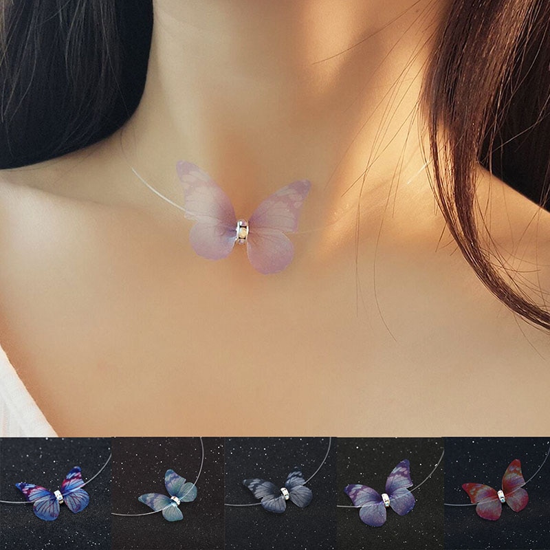 Kettingen accessoires naszyjnik sieraden ketting voor vrouwen dames sieraden vis draad flits boren vlinder collier fijn