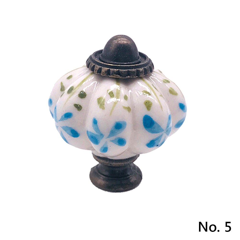 Poignée de meubles Vintage boutons de porte potiron céramique armoire poignées meubles tiroir placard cuisine tirer poignée 11 couleurs: no. 5