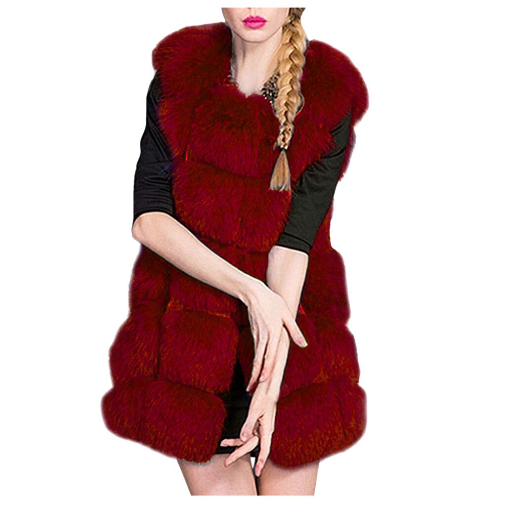 Faux Fur Jas Herfst Winter Vrouwen Mode Ongedwongen Warme Slim Mouwloze Faux Vos Bont Vest Winter Vrouwen casaco feminino