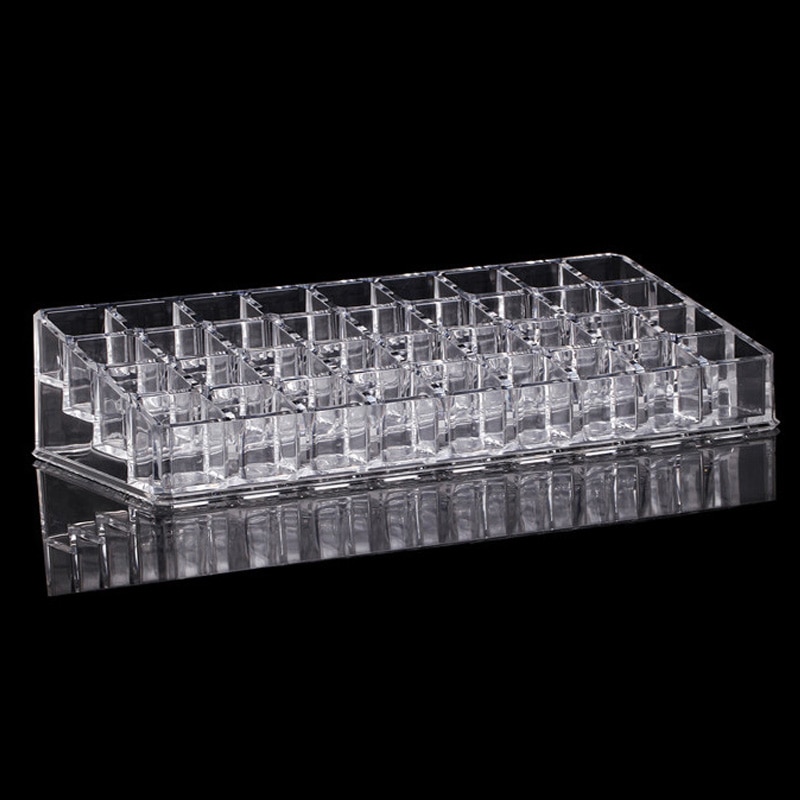 Klar akryl plast læbestift holder neglelak stativ kosmetisk prøve opbevaring 36 gitre makeup værktøj hylde multi organizer