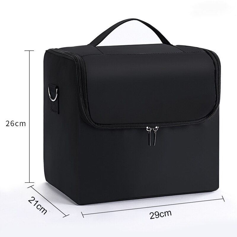 Multilayer Clapboard Cosmetische Bag Case Schoonheidssalon Tattoos Nail Art Tool Bin Vrouwen Make-Up Organizer Grote Capaciteit Tas: Black