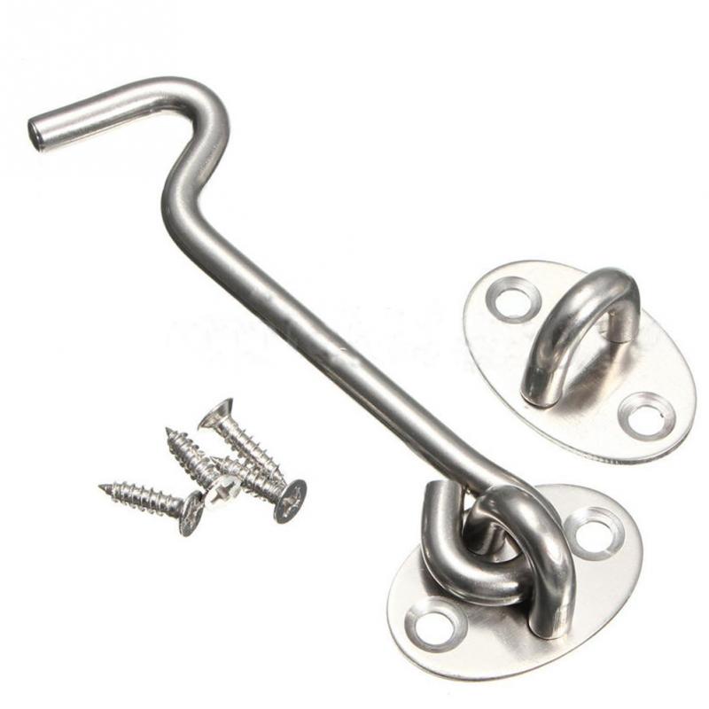 4 Maten Rvs Crescent Window Lock Met Veiligheid Schakelaar Cabine Haak Deur Eye Klink Stille Vangst Houder Met Schroeven #1025: 95mm