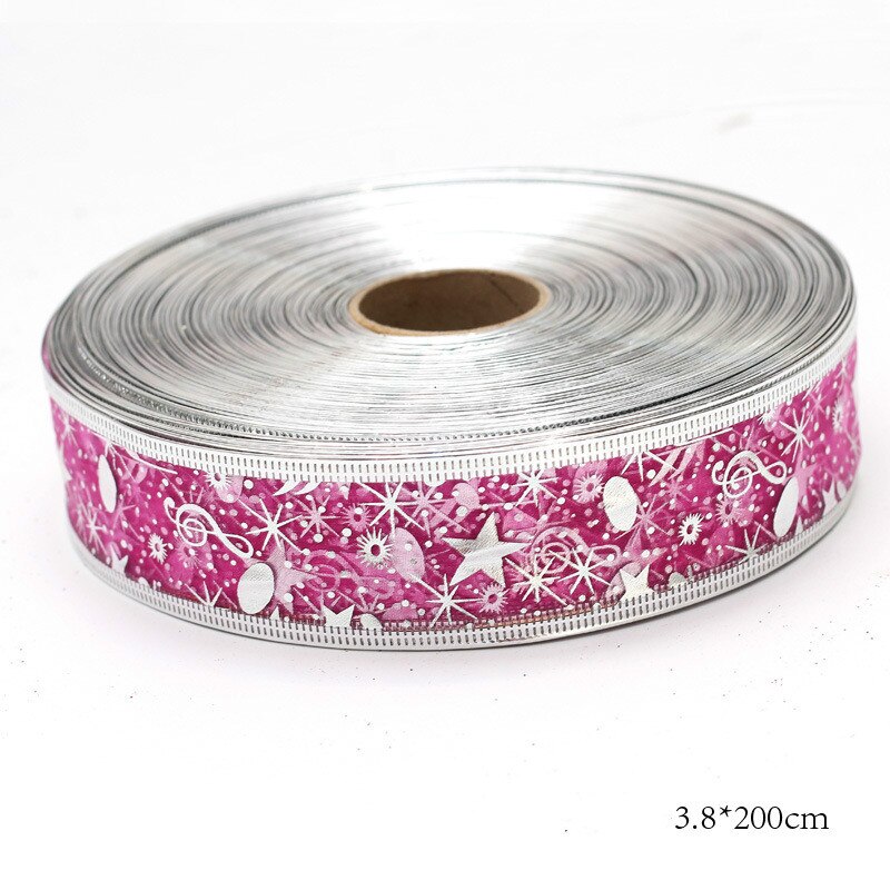 Christmas Wrapping Ribbon Handmade DIY Supplies Material Grosgrain Cake Decors Ribbon Bow Baking Decorative Festival Box: pink star