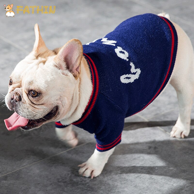 Fathin varm hund genser fransk bulldog liten stor bokstav hundeklær sml xl