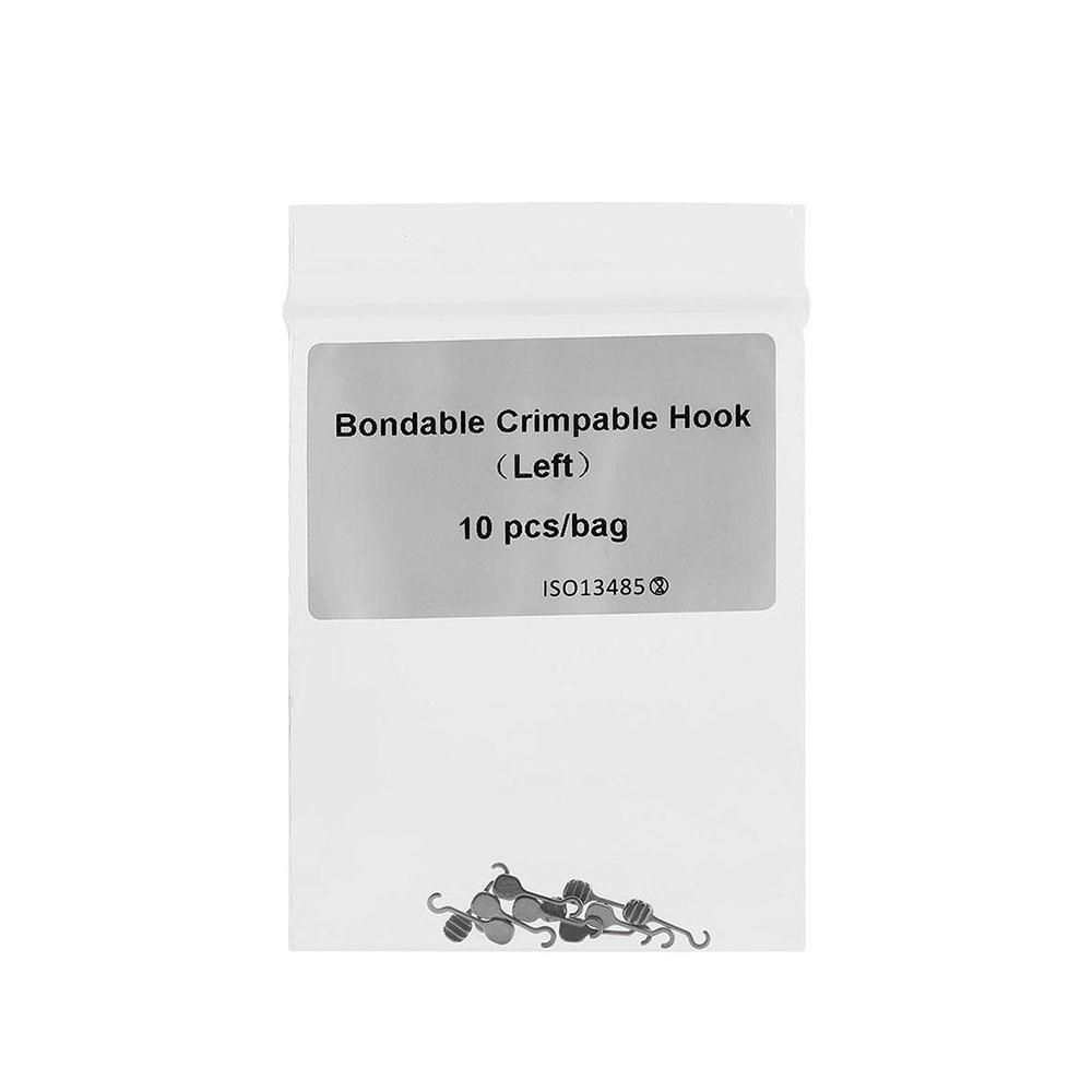 10 unids/bolsa gancho de ortodoncia Dental ganchos crimpables curvados largos Material de acero inoxidable soportes accesorios de odontología izquierda/derecha: #1