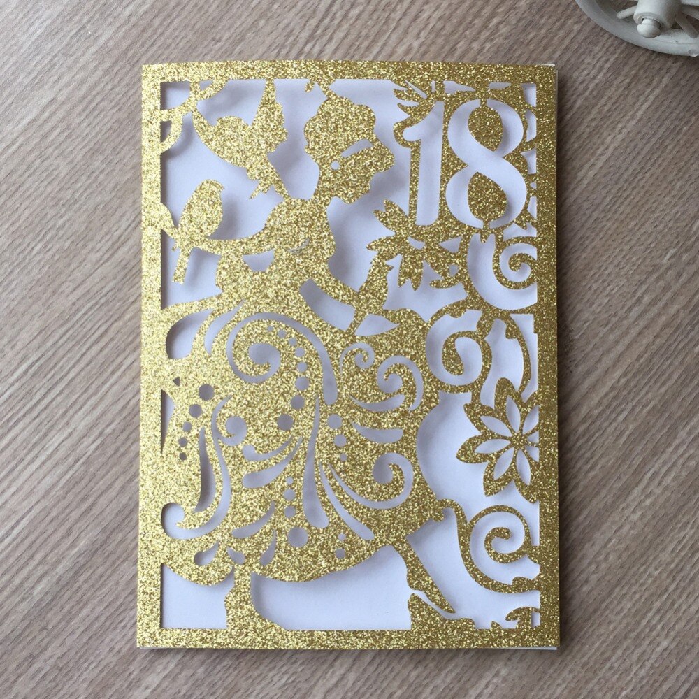 40pcs Glitter gold Silver girl 18th birthday party wedding invitation cards Adult Ceremony celebration invitaiton blessing card