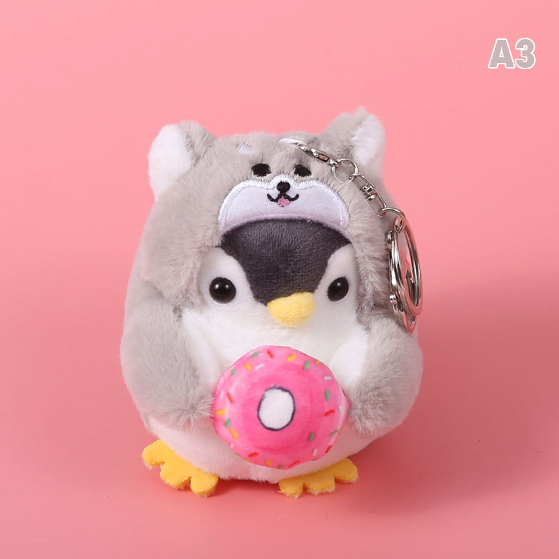 Lindo pingüino muñeca llaves llavero niñas dibujos animados coche llavero Kawaii mujeres bolso accesorios dibujos animados muñeco de peluche llavero: Verde