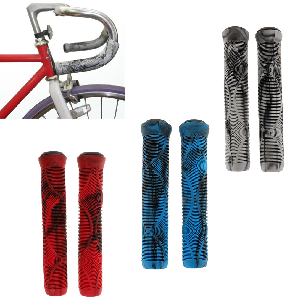 Bike Grips BMX Non-slip Cycling Handlebar Lock on Grip - red- black