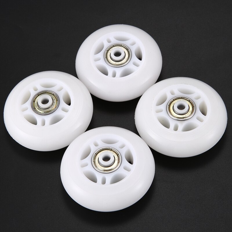 4 Pack Inline Skate Wheels Beginner&#39;s Roller Blades Replacement Wheel with Bearings 70mm White