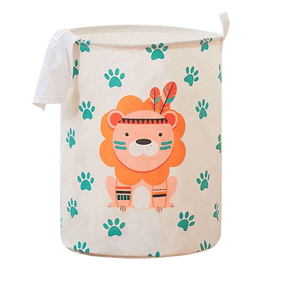 1 Pc Cat Print Laundry Basket Large Capacity Round Toy Storage Box Save Space Folding Laundry Bucket Household Supplies: A