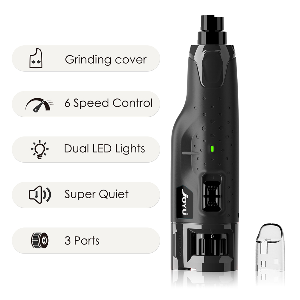 Dog Nail Grinder Dustproof with 2 LED Light - Super Quiet Powerful 6-Speed Nail Trimmer File for Small Medium Large Dogs dog acc: black