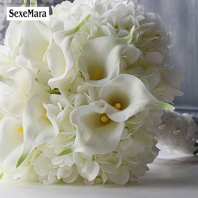 Pure romantische liefde calla hortensia witte bruid bedrijf bloemen getrouwd Bruiloft Boeket