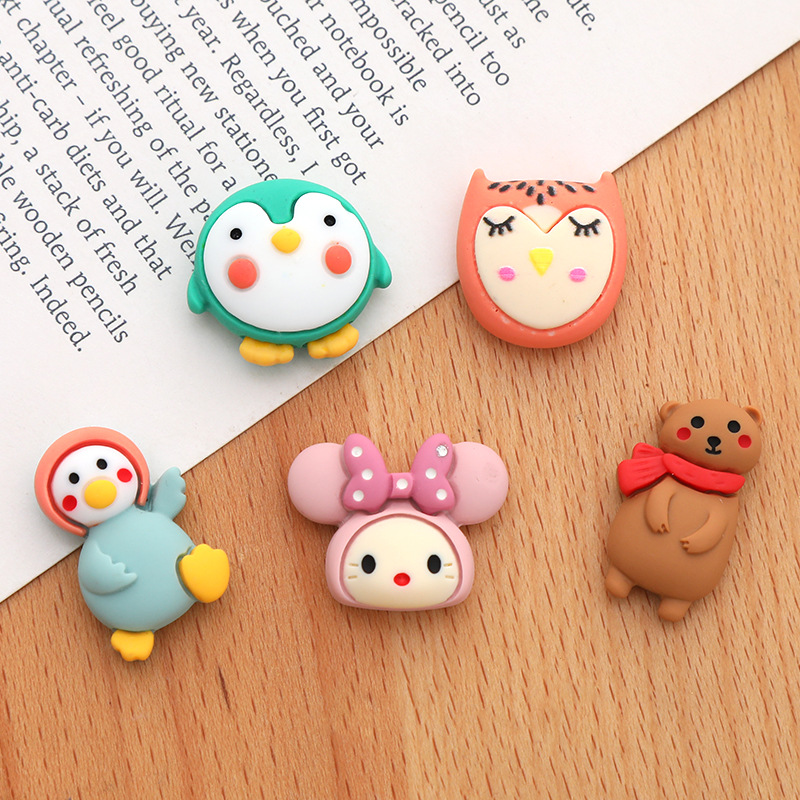 Jy 100 Stks/partij Speelgoed Pinguïn Beer Sieraden Cup Haaraccessoires Telefoon Case Koelkast Shell Patch 5 Soorten KT3137: Default Title