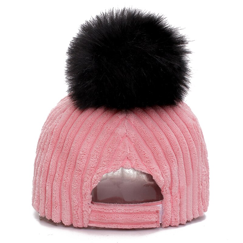 Goede Dag Brief Vrouwen Winter Baseball Cap Mode Pompoms Hoed Voor Vrouwelijke Herfst Casual Flanel Warm Cap