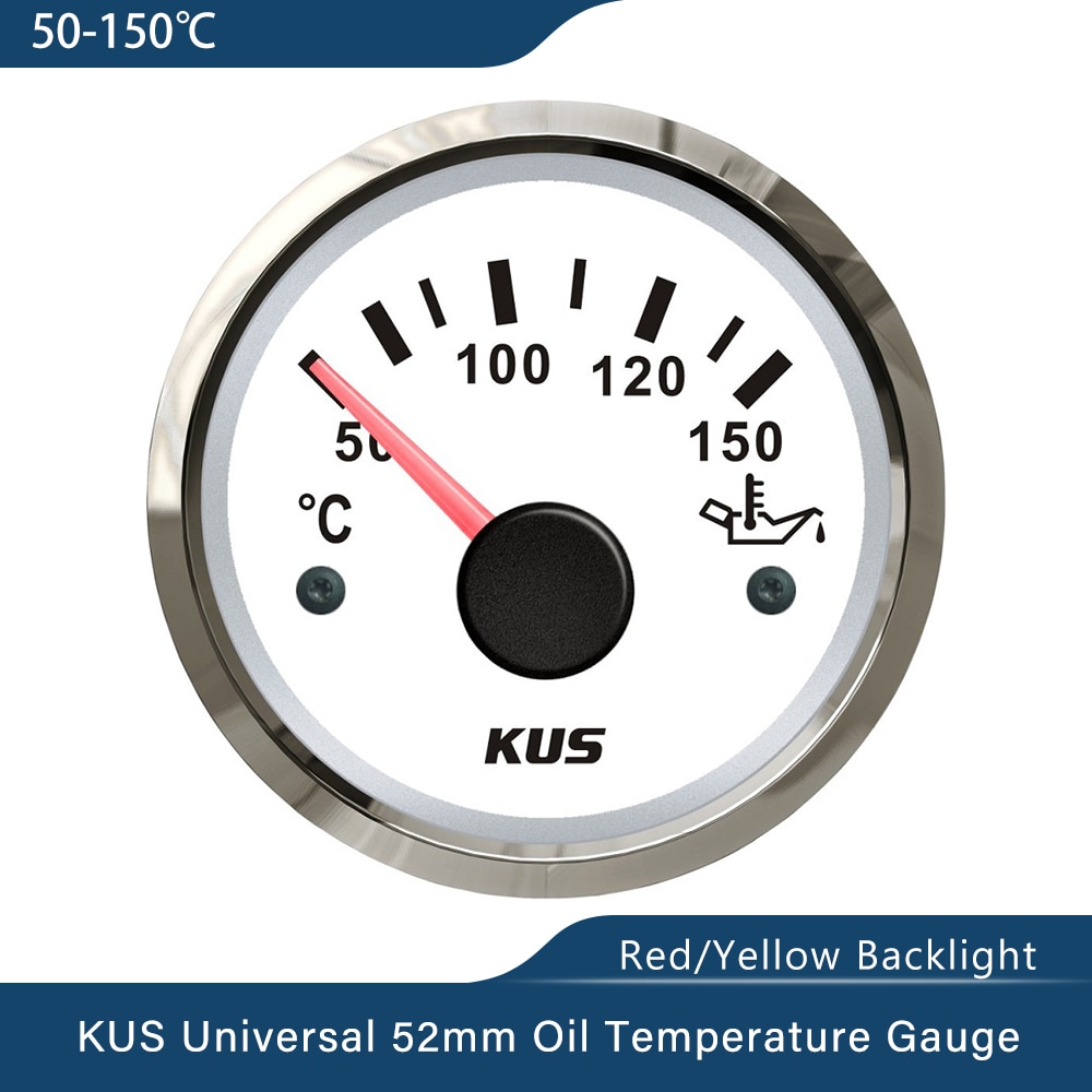 KUS Universal 52mm(2") Car Oil Temp Temperature Gauge Sensor Meter Indicator 50-150℃ 12V 24V Automotive Waterproof