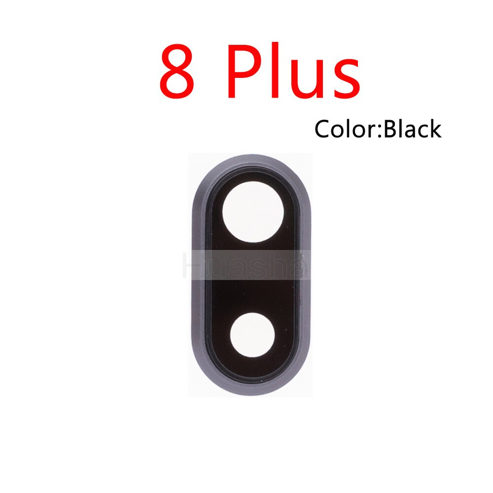 Bakre bakre kamera glass linse ring deksel for iphone  x 7 8 plus med rammeholder reservedeler: 8 pluss svart