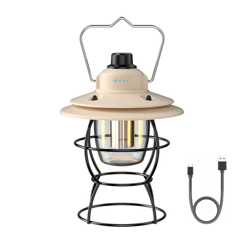 Vintage camping bærbar retro lanterne vintage telt belysning lanterne dekoration vandtæt udendørs have gade sti græsplæne lampe: 3w