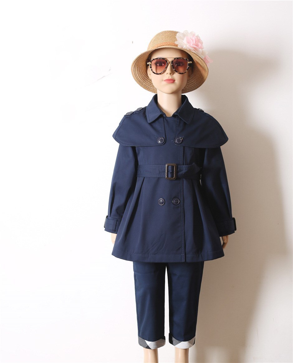 Nouvelle fille longue vêtements d'extérieur printemps enfants coupe-vent Double boutonnage enfants Trench Coat décontracté fille pardessus 2-6 ans