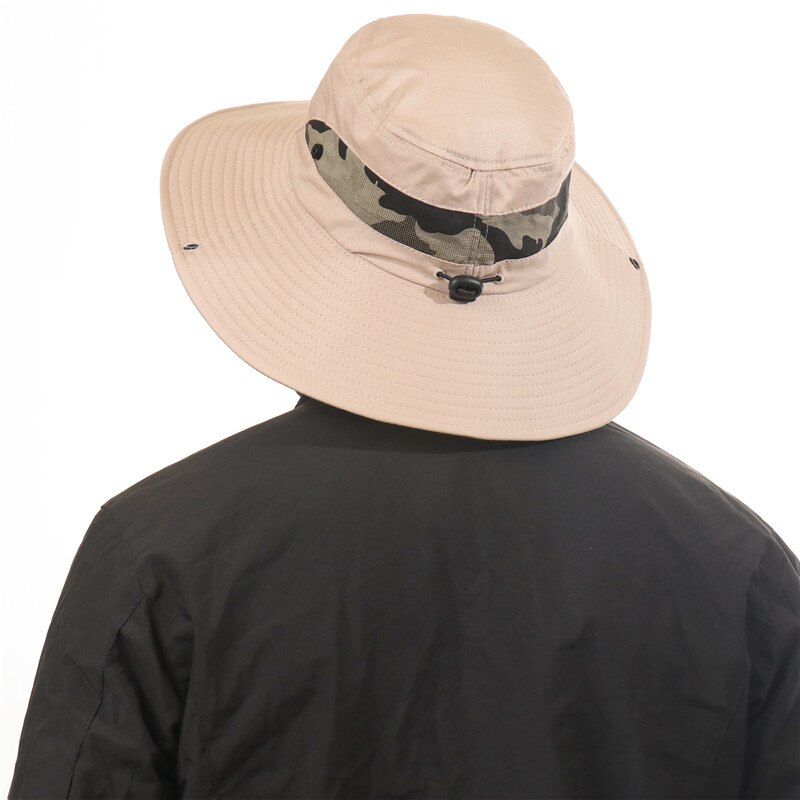 CAMOLAND Male UV Protection Sun Hats Camouflage Bucket Hat For Women Men Outdoor Fishing Hiking Hat Summer Boonie Beach Caps