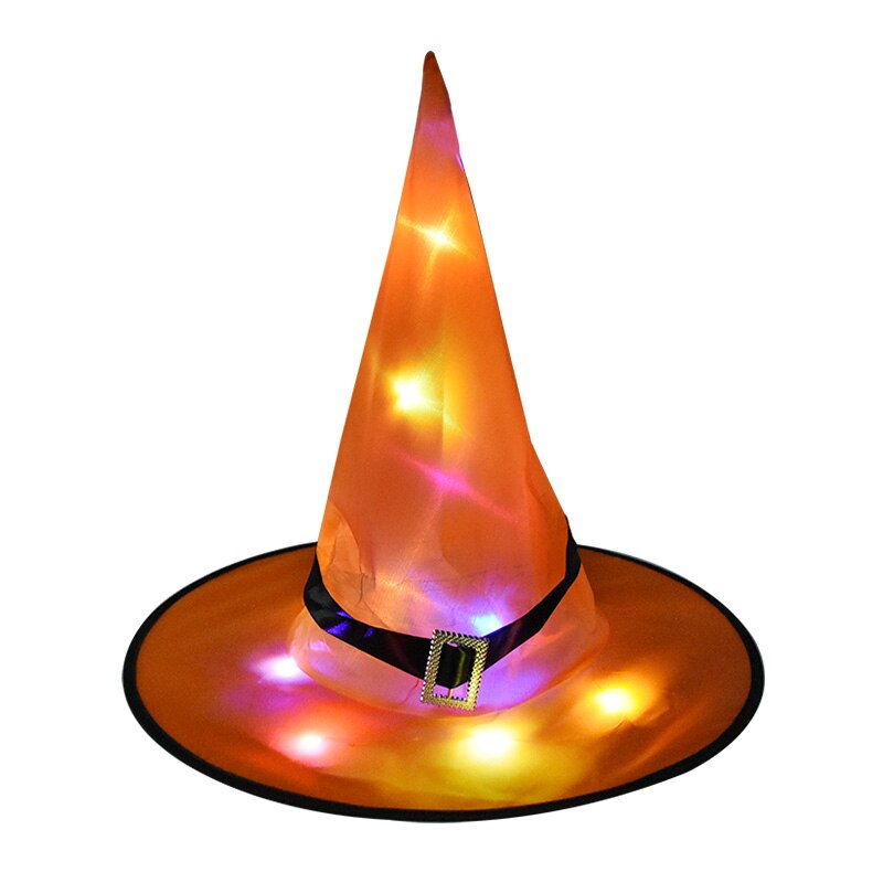1 stk halloween hekse hat med led lys glødende hekse hat hængende halloween indretning suspension træ glødende hat til børn: Orange